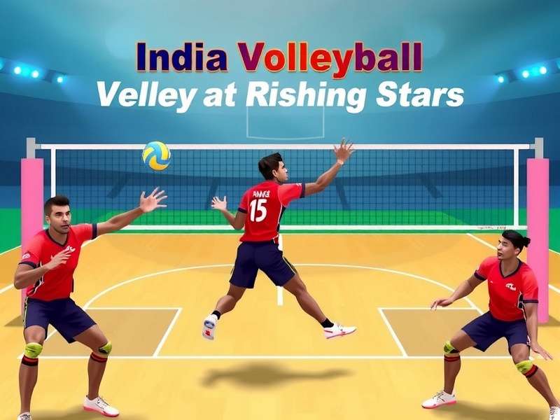 India Volleyball Rising Stars gameplay screenshot showing Indian players in action